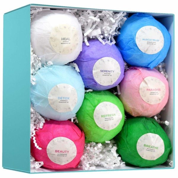 8 bath bomb gift set huge all natural assorted essential oil bath bombs infused with essential oils jojoba oil and olive oil for deep moisturizing great gift for her 5e19f230c5e8c