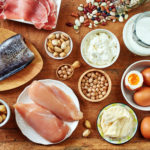 Canva Top view of high protein foods.