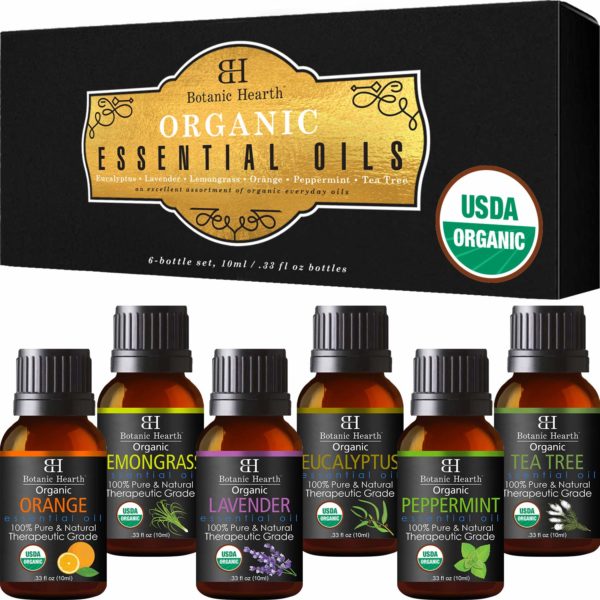 aromatherapy essential oils set from botanic hearth usda certified organic essential oils set lavender peppermint eucalyptus orange lemongrass tea tree oil great gift 5e18f5572dd0d