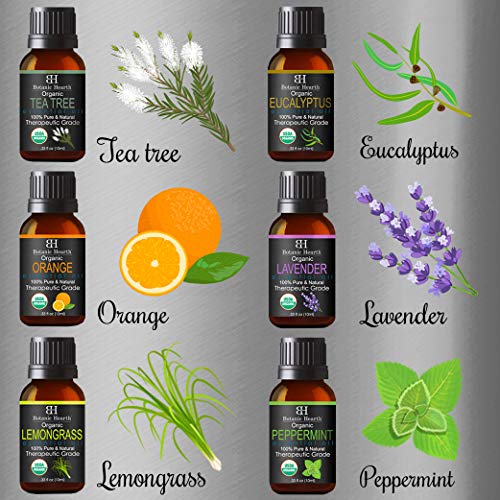 aromatherapy essential oils set from botanic hearth usda certified organic essential oils set lavender peppermint eucalyptus orange lemongrass tea tree oil great gift 5e18f56a83fa7