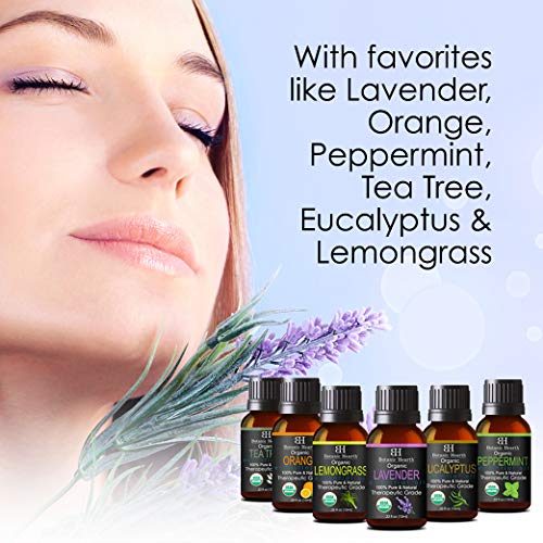 aromatherapy essential oils set from botanic hearth usda certified organic essential oils set lavender peppermint eucalyptus orange lemongrass tea tree oil great gift 5e18f56b02253