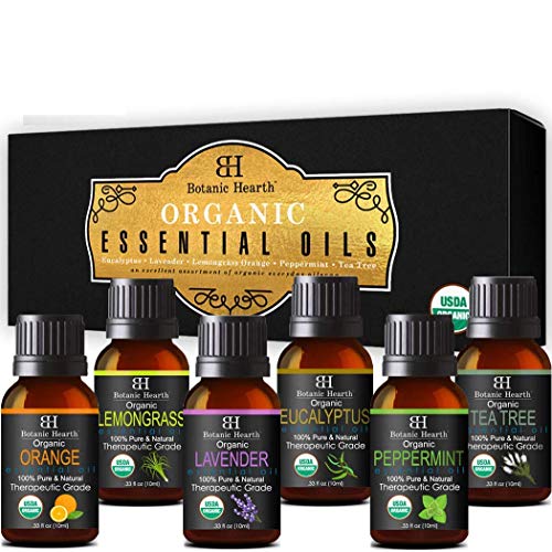 aromatherapy essential oils set from botanic hearth usda certified organic essential oils set lavender peppermint eucalyptus orange lemongrass tea tree oil great gift 5e18f56b956e3