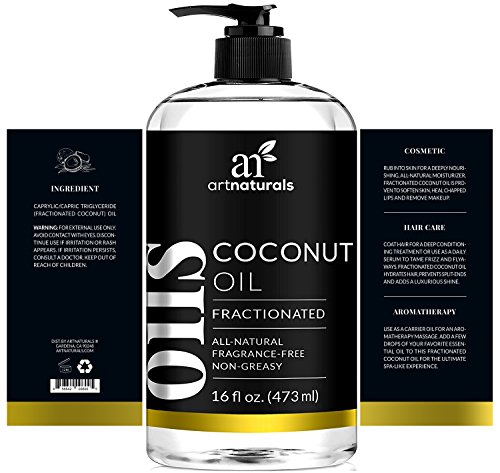 artnaturals premium fractionated coconut oil 16 fl oz 473ml 100 natural pure therapeutic grade carrier and massage oil for hair and skin or diluting arom 5e18f279020ed
