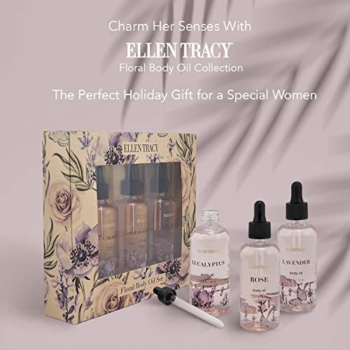 ellen tracy floral body oil set three essential bath oils for relaxation perfect gift for women and girls eucalyptus lavender rose 5e18f2c9aeffc