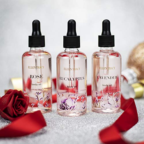 ellen tracy floral body oil set three essential bath oils for relaxation perfect gift for women and girls eucalyptus lavender rose 5e18f2cae4d55