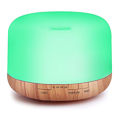 essential oil air mist diffuser quiet aroma essential oil diffuser with adjustable cool mist humidifier mode waterless auto off 7 color lights changing for office home bedroom living room 500 5e18f66460644