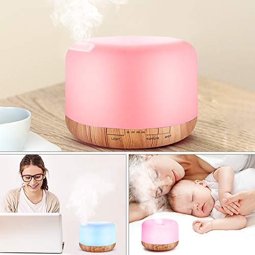 essential oil air mist diffuser quiet aroma essential oil diffuser with adjustable cool mist humidifier mode waterless auto off 7 color lights changing for office home bedroom living room 500 5e18f66548294