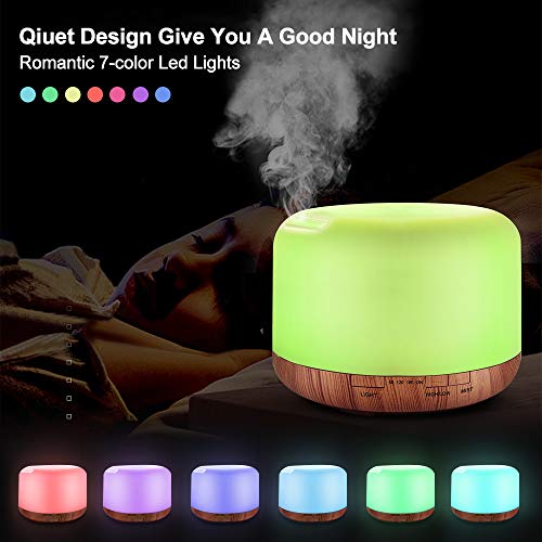 essential oil air mist diffuser quiet aroma essential oil diffuser with adjustable cool mist humidifier mode waterless auto off 7 color lights changing for office home bedroom living room 500 5e18f665c9619