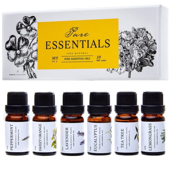 essential oils by pure essentials 100 pure therapeutic grade oils kit top 6 aromatherapy oils gift set 6 pack 10mleucalyptus lavender lemon grass orange peppermint tea tree 5e1e73205d87f