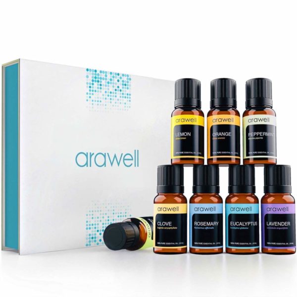 essential oils set arawell 100 pure aromatherapy scented oils gift kit for diffuser 8 x 10ml lavender eucalyptus rosemary orange tea tree peppermint lemon clove 5e18f5d68132f