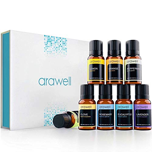 essential oils set arawell 100 pure aromatherapy scented oils gift kit for diffuser 8 x 10ml lavender eucalyptus rosemary orange tea tree peppermint lemon clove 5e18f5e32fb08