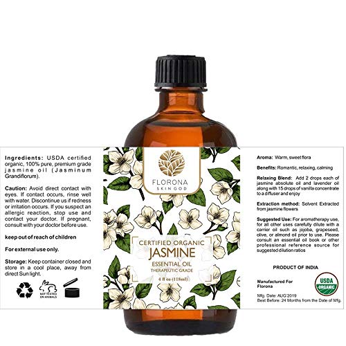 florona organic essential oil 4 oz usda certified organic jasmine 4 oz 5e19ee7308996