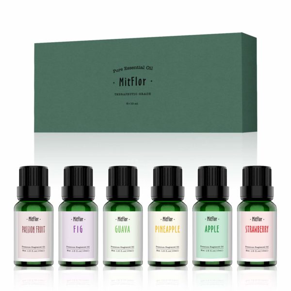 fruity fragrance oils set mitflor aromatherapy therapeutic fruit oils kit gift for diffuser massage pineapple guava strawberry passion fruit apple fig 6 x 10ml 5e1e7b515c9c4