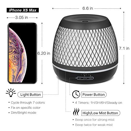 innogear 2019 premium 500ml aromatherapy essential oil diffuser with iron cover ultrasonic diffuser classic stlye cool mist with 7 colorful night light for home bedroom baby room yoga spa 5e19f0a84baf3
