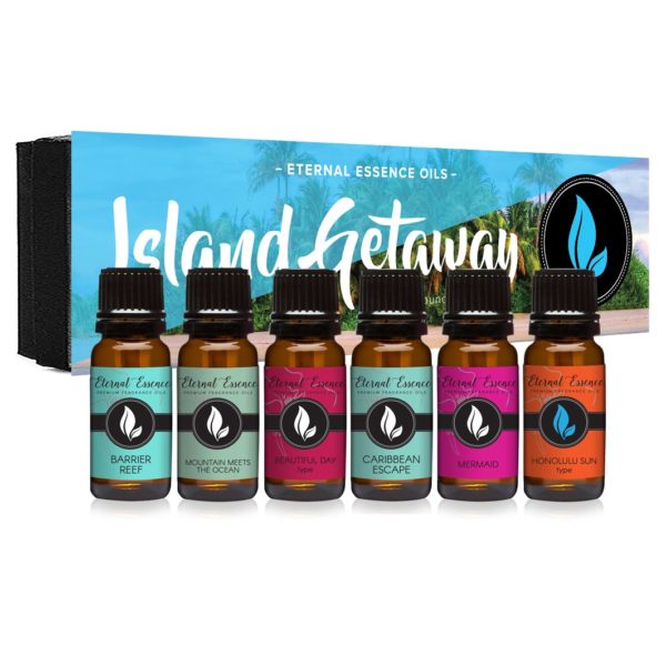 island getaway gift set of 6 premium fragrance oils barrier reef mountain meets the ocean beautiful day caribbean escape honolulu sun mermaid eternal essence oils 5e18f70d112be
