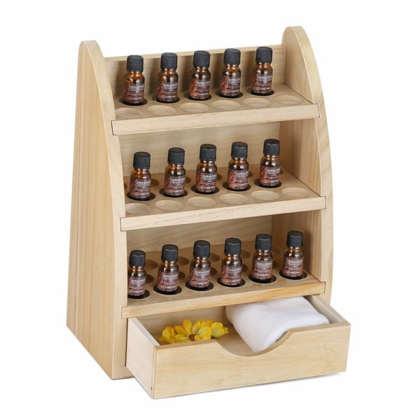 liantral essential oils storage rack wooden nail polish display holder organizer 45 slots for 10 15 20 30ml bottles natural wood color 5e18f1e20ab25