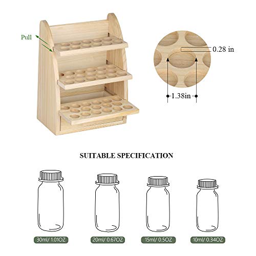 liantral essential oils storage rack wooden nail polish display holder organizer 45 slots for 10 15 20 30ml bottles natural wood color 5e18f1f603205