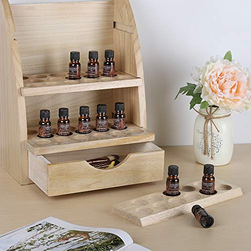 liantral essential oils storage rack wooden nail polish display holder organizer 45 slots for 10 15 20 30ml bottles natural wood color 5e18f1f6ee836