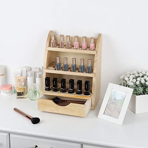 liantral essential oils storage rack wooden nail polish display holder organizer 45 slots for 10 15 20 30ml bottles natural wood color 5e18f1f97855d
