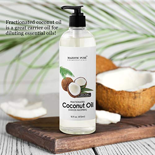 majestic pure fractionated coconut oil for aromatherapy relaxing massage carrier oil for diluting essential oils hair skin care benefits moisturizer softener 16 ounces 5e18f34154e44