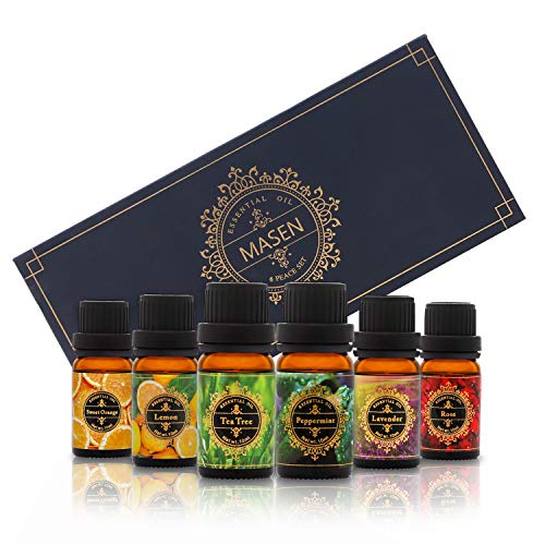 masen aromatherapy essential oil set for diffuser popular fragrance oils blends lavender rose lemon grass sweet orange tea tree peppermint long lasting scents 6 10ml 5e1e79b245e92