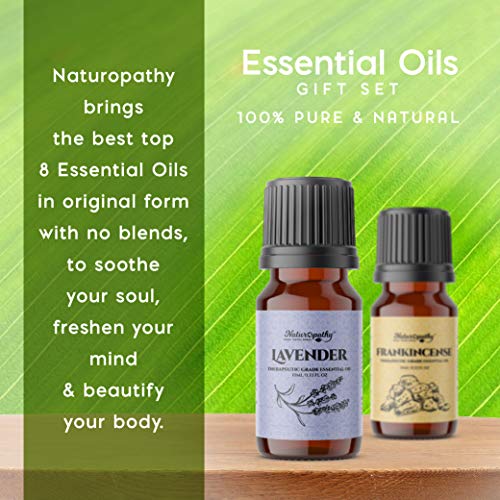 naturopathy essential oils gift set top 8 aromatherapy oils 100 pure therapeutic grade sampler kit lavender frankincense peppermint lemongrass orange tea tree eucalyptus 5e18f5a5b7a4f