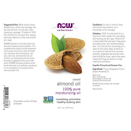now solutions sweet almond oil 100 pure moisturizing oil promotes healthy looking skin 16 fl oz pack of 1 5e18f1c5bc85b