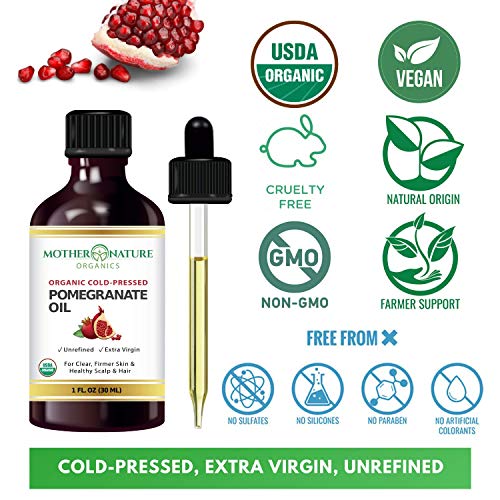 organic pomegranate seed oil pure unrefined cold pressed essential oil unclog pores remove dirt acne from skin nourishes hair and scalp natural antioxidant moisturizer 1 fl oz 5e19f20a4c6b3