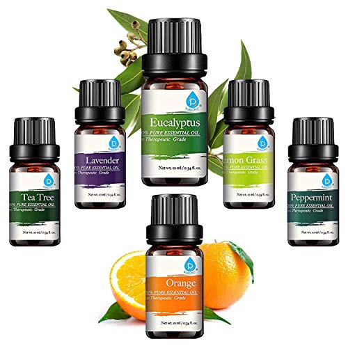 pursonic 100 pure essential aromatherapy oils gift set 6 pack 10mleucalyptus lavender lemon grass orange peppermint tea tree 5e27a974197f8