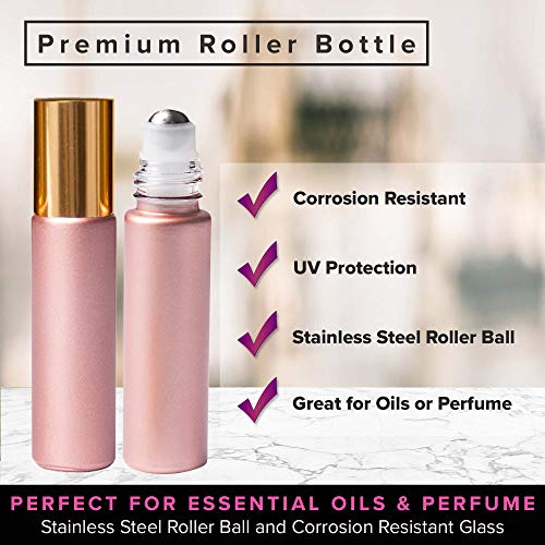 rose gold ultimate essential oil roller bottles set with stainless steel balls 10 pack 10ml leakproof glass bottle with 11 rollerballs for perfume aromatherapy oils 1 funnel opener 19 5e19f1291b2a3