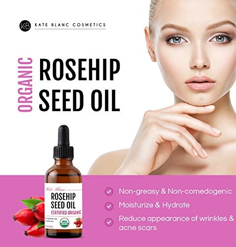 rosehip seed oil by kate blanc usda certified organic 100 pure cold pressed unrefined reduce acne scars essential oil for face nails hair skin therapeutic aaa grade 1 oz 5e19f0c2cf435