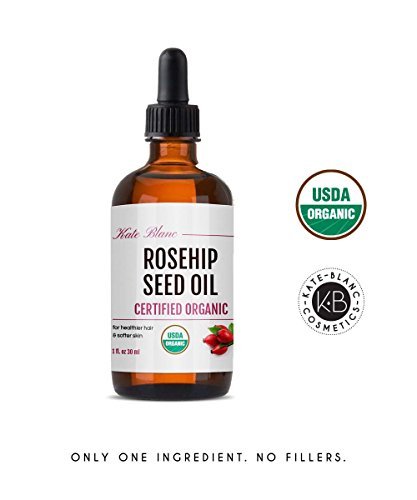 rosehip seed oil by kate blanc usda certified organic 100 pure cold pressed unrefined reduce acne scars essential oil for face nails hair skin therapeutic aaa grade 1 oz 5e19f0c3434ac