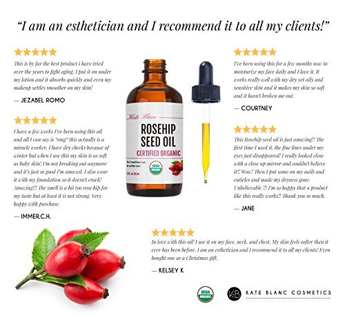 rosehip seed oil by kate blanc usda certified organic 100 pure cold pressed unrefined reduce acne scars essential oil for face nails hair skin therapeutic aaa grade 1 oz 5e19f0c38eb6b