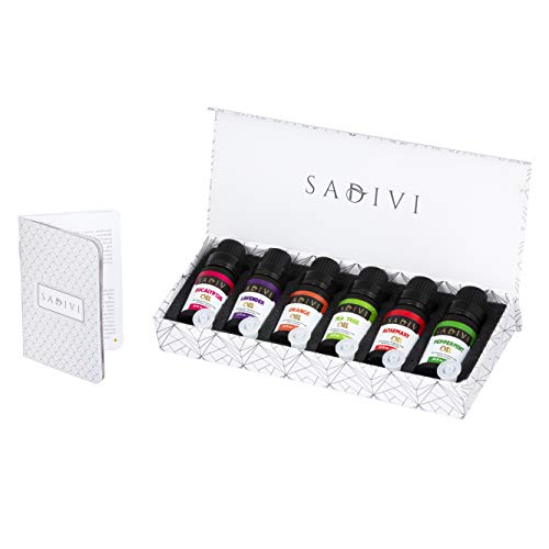 sadivi essential oils top 6 therapeutic grade 100 pure essential oil set sampler gift set tea tree lavender eucalyptus orange rosemary peppermint 5e18f3e179aab