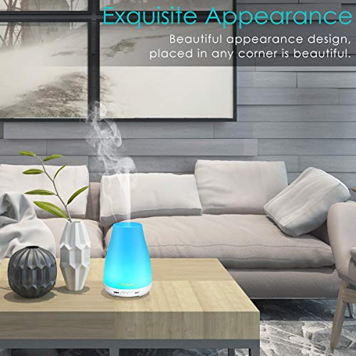 urpower 2nd version essential oil diffuser aroma essential oil cool mist humidifier with adjustable mist modewaterless auto shut off and 7 color led lights changing for home white 5e18f7927699a