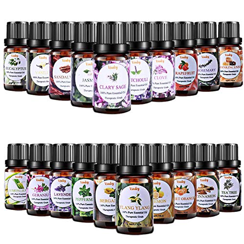 vsadey essential oils set 100 pure aromatherapy essential oil kit for diffuser humidifier massage skin care lavender eucalyptus peppermint tea tree sweet orange lemongrass 20 x 5ml 5e1e76c41bdfd