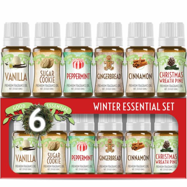 winter essential oil set of 6 fragrance oils christmas wreath pine vanilla peppermint cinnamon sugar cookie and gingerbread by good essential oils 10ml bottles 5e1e77bfa49d0
