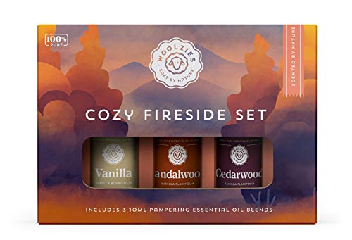 woolzies 100 pure natural top 3 cozy fireside essential oil set premium oils incl cedarwood vanilla sandalwood highest quality aromatherapy therapeutic grade oils great scent for 5e18f646598c9